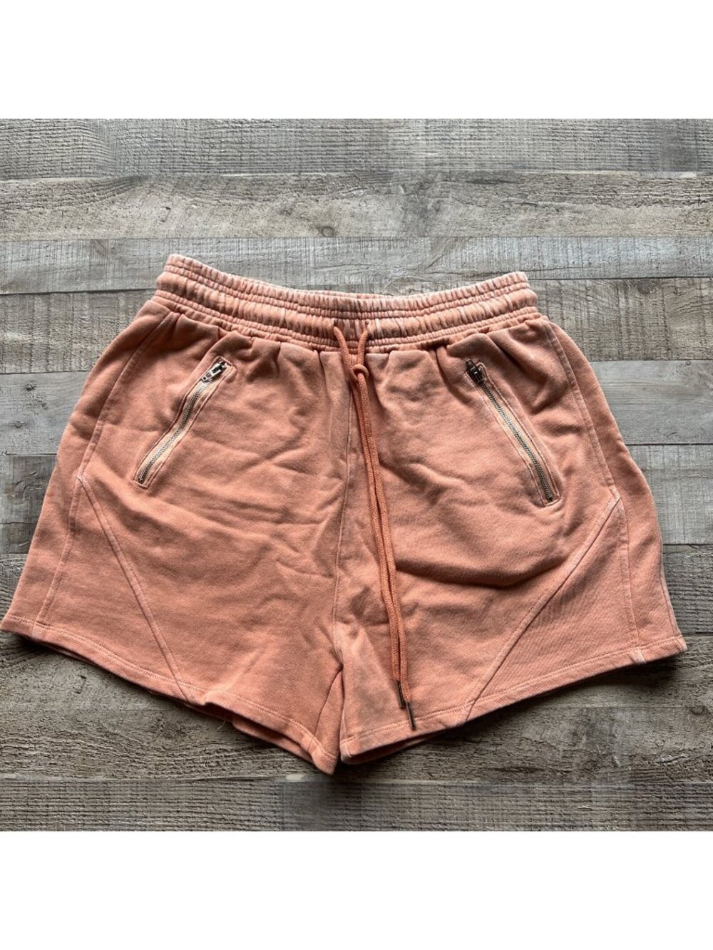 NWT‎ BLANKNYC 3" Fleece Shorts Womens Medium Orange Zip Pockets New